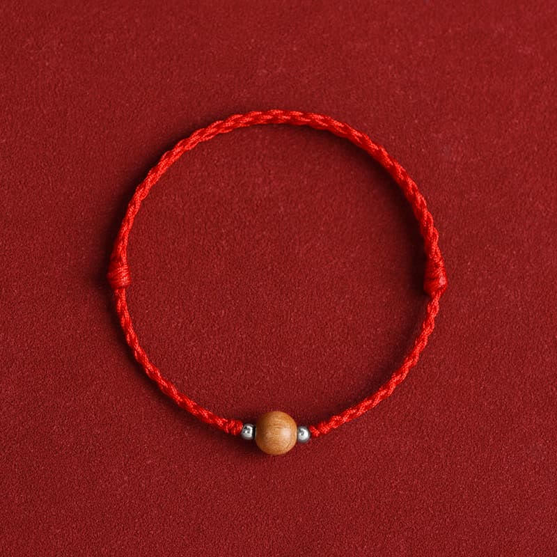 KarmaRipple's Authentic Peach Wood Bead Fortune Woven Bracelet Anklet p30
