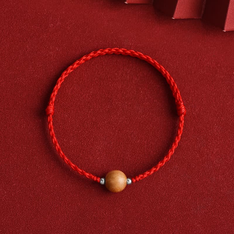 KarmaRipple's Authentic Peach Wood Bead Fortune Woven Bracelet Anklet p6