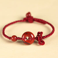 KarmaRipple's Red Jasper Rose Quartz Various Authentic Rocks Peace Buckle Weave Positive Fortune Bracelet