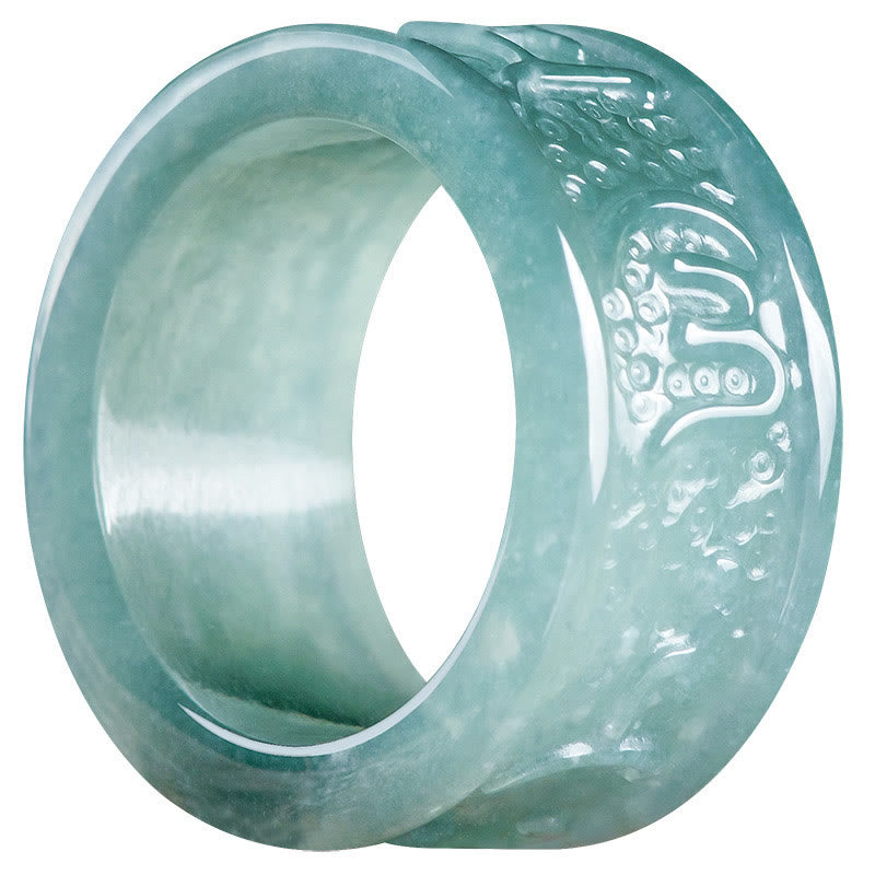 KarmaRipple's Authentic Jade Om Mani Padme Hum Carved Prosperity Ring p10