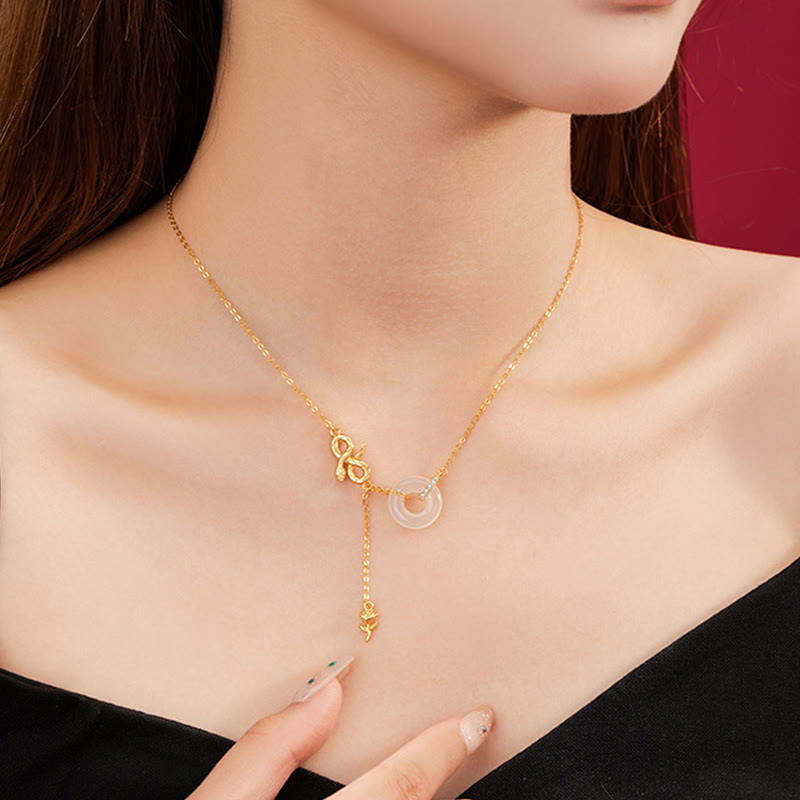 KarmaRipple's Chalcedony 925 Sterling Silver Year of the Snake Rose Balance Pendant Necklace p10
