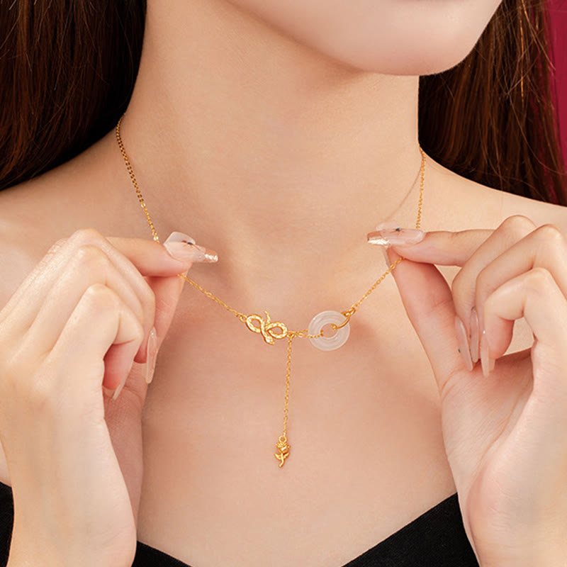 KarmaRipple's Chalcedony 925 Sterling Silver Year of the Snake Rose Balance Pendant Necklace p11