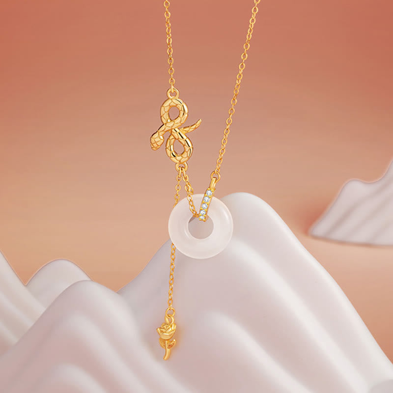 KarmaRipple's Chalcedony 925 Sterling Silver Year of the Snake Rose Balance Pendant Necklace p3