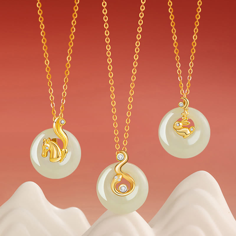 KarmaRipple's Chinese Zodiac Hetian Jade 925 Sterling Silver Abundance Pendant Necklace p30