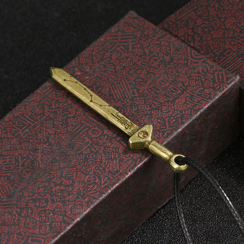 KarmaRipple's Vintage Yin Yang Bronze Brass Sword Balance Pendant Necklace p2