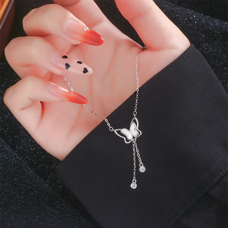 KarmaRipple's 999 Sterling Silver Tridacna Stone Butterfly Calm Pendant Necklace p6