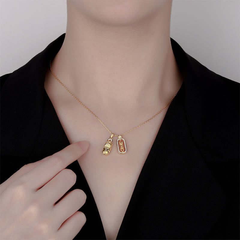 KarmaRipple's 999 Sterling Silver Golden Pixiu Bronze Coin Vajra Wealth Pendant Necklace p5