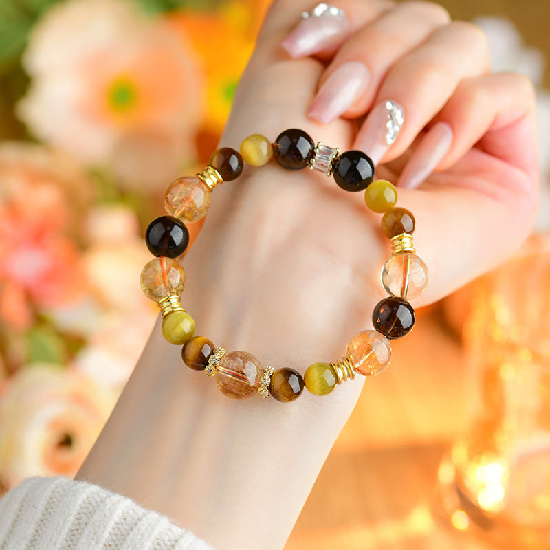 KarmaRipple's Authentic Citrine Smoky Quartz Tiger Eye Duobao Gemstone Prosperity Bracelet p5