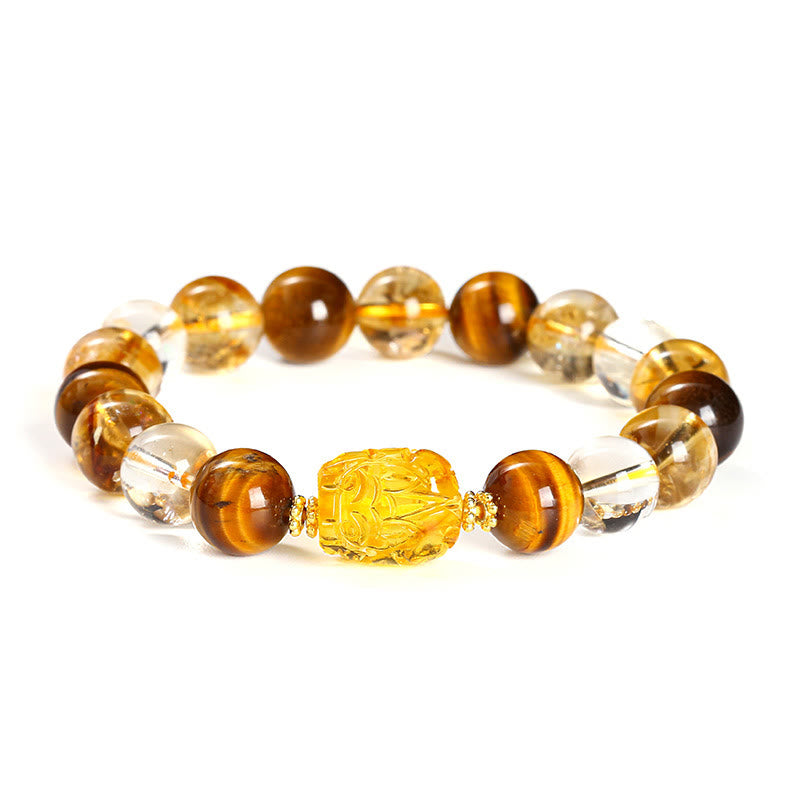 KarmaRipple's Authentic Yellow Tiger Eye Citrine Beeswax Pixiu Strength Bracelet p5