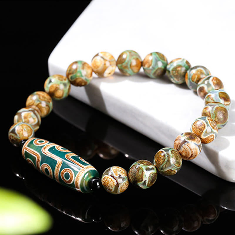 KarmaRipple's Tibetan Nine-eye Dzi Bead Authentic Sandalwood Ivory Cat's Eye Agate Power Protection Bracelet p8