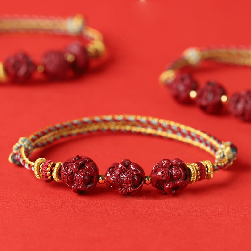 KarmaRipple's Handmade Red String Cinnabar Chinese Zodiac Woven Blessing Bracelet p10