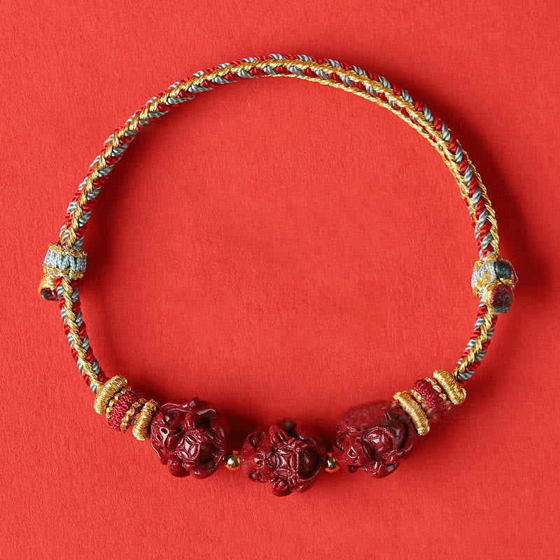 KarmaRipple's Handmade Red String Cinnabar Chinese Zodiac Woven Blessing Bracelet p27
