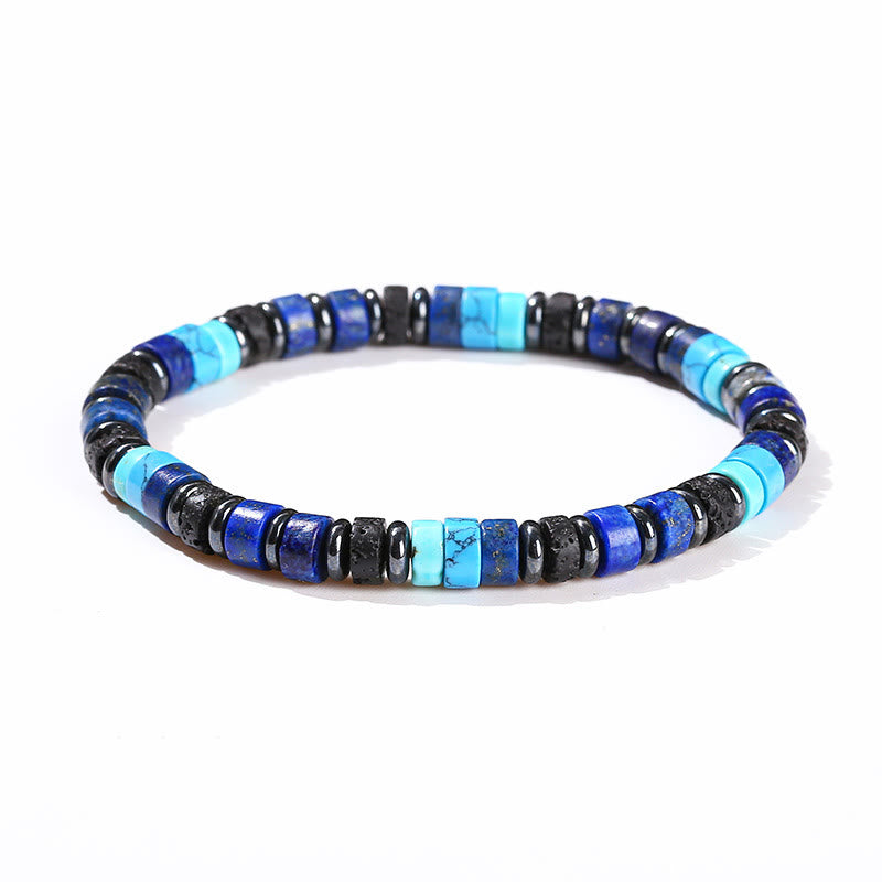 KarmaRipple's Hematite Turquoise Lazurite Lava Rock Black Glitter Stone Support Bracelet p3