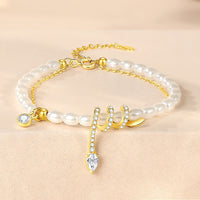 KarmaRipple's 925 Sterling Silver Year Of The Snake Pearl Bracelet Pendant Necklace