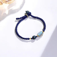 KarmaRipple's Moonstone PiXiu Blue Tiger Eye Fu Character Balancing Pair String Bracelet