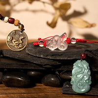 KarmaRipple's Fortunate Balancing The Year of The Snake 2025 Jade Ivory Gemstone Red String Protection Bundle