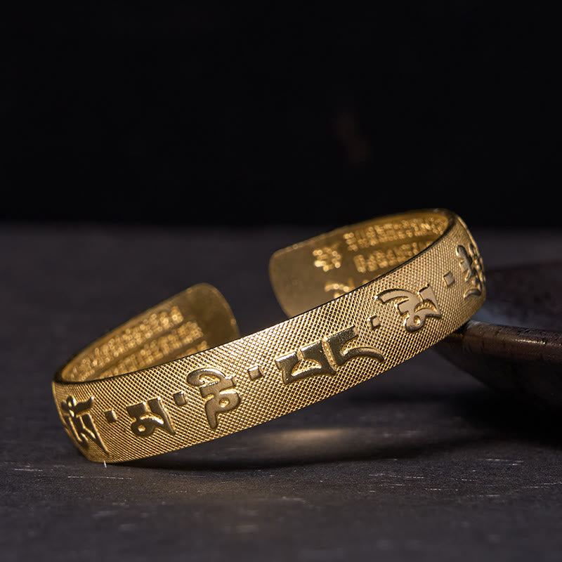KarmaRipple's Six True Words 'Om Mani Padme Hum' Heart Sutra Bronze Brass Fortune Bracelet Bangle p16