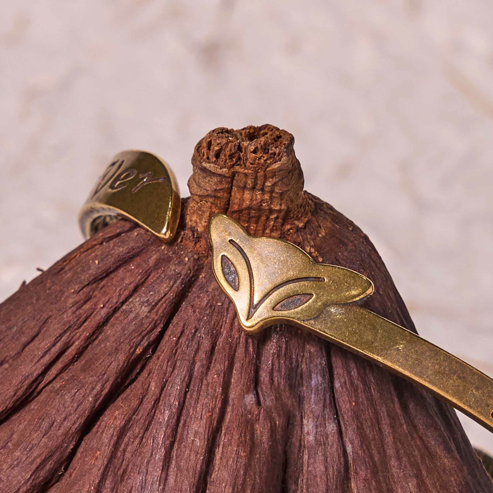 KarmaRipple's Fox Head Bronze Brass 'Love You Forever' Fortune Self Care Bracelet Bangle p4