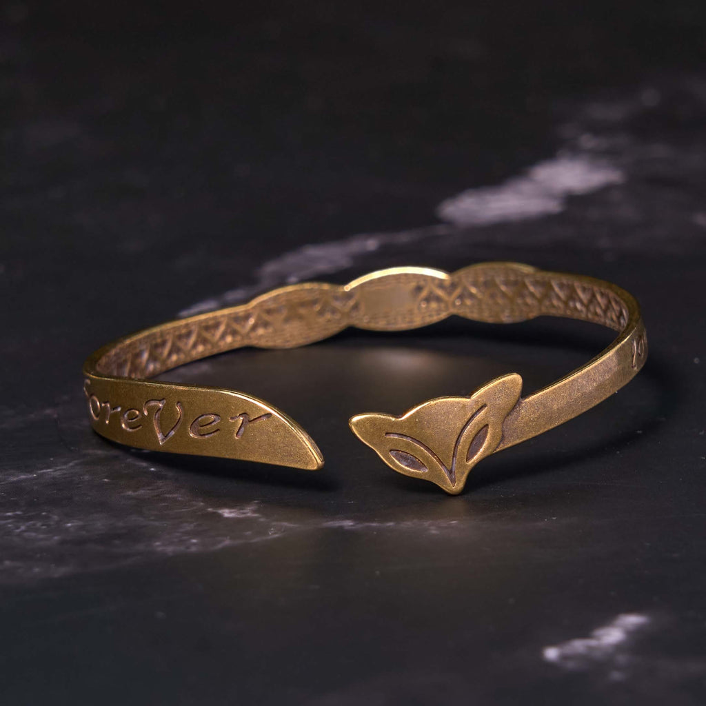 KarmaRipple's Fox Head Bronze Brass 'Love You Forever' Fortune Self Care Bracelet Bangle p2