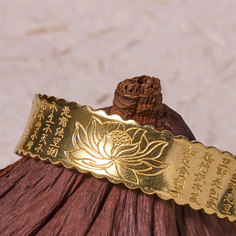 KarmaRipple's Heart Sutra Lotus Flower Bronze Brass Peace Enlightenment Cuff Bracelet Bangle p13