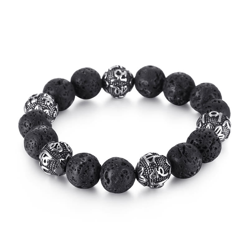 KarmaRipple's Authentic Lava Rock Tiger Eye Titanium Steel Six-True-Words Om Mani Padme Hum Balancing Bracelet p5