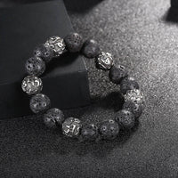 KarmaRipple's Authentic Lava Rock Tiger Eye Titanium Steel Six-True-Words Om Mani Padme Hum Balancing Bracelet