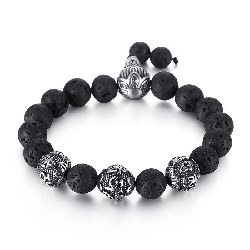 KarmaRipple's Authentic Tiger Eye Lava Rock Black Obsidian Titanium Steel Six-True-Words Om Mani Padme Hum Protection Bracelet p2
