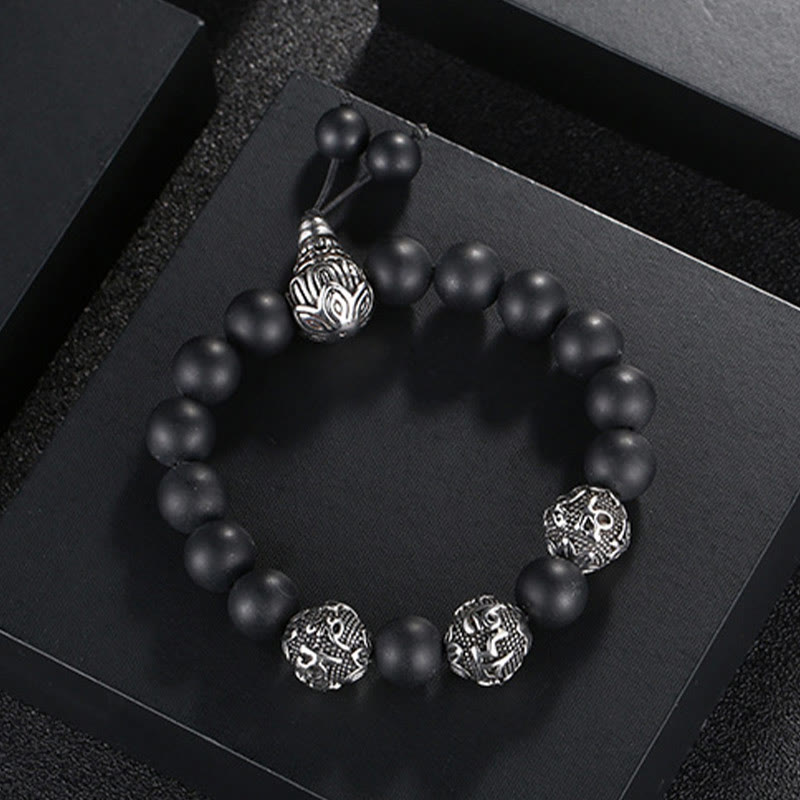 KarmaRipple's Authentic Tiger Eye Lava Rock Black Obsidian Titanium Steel Six-True-Words Om Mani Padme Hum Protection Bracelet p14
