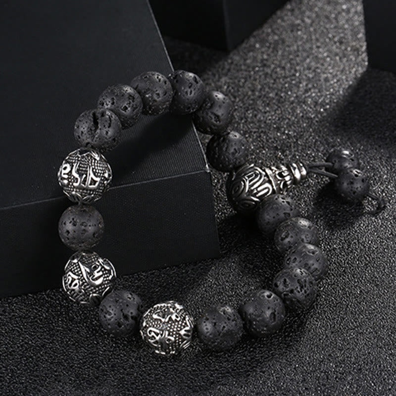 KarmaRipple's Authentic Tiger Eye Lava Rock Black Obsidian Titanium Steel Six-True-Words Om Mani Padme Hum Protection Bracelet p11