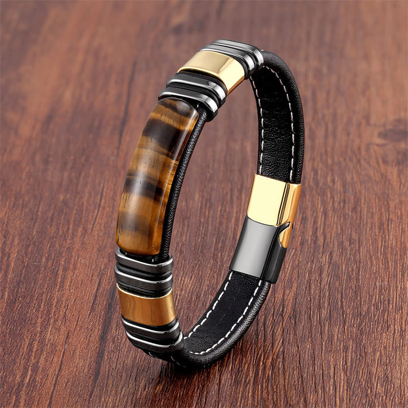 KarmaRipple's Tiger Eye Stone Clear Thinking Leather Buckle Bracelet p11