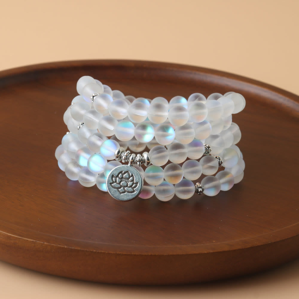 KarmaRipple's 108 Mala Beadwork Glitter Stone Lotus Enlightenment Bracelet p1