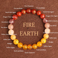 KarmaRipple's Five Elements Various Agate Gemstone South Red Agate Strawberry Quartz Sun Stone Citrine Fortune Bracelet