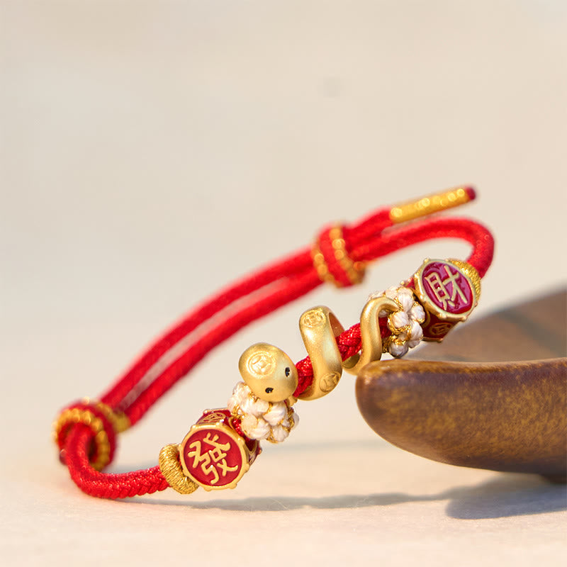 KarmaRipple's 925 Sterling Silver Year Of The Snake Golden Snake Fortune Prosperous Bracelet Pendant Necklace p25