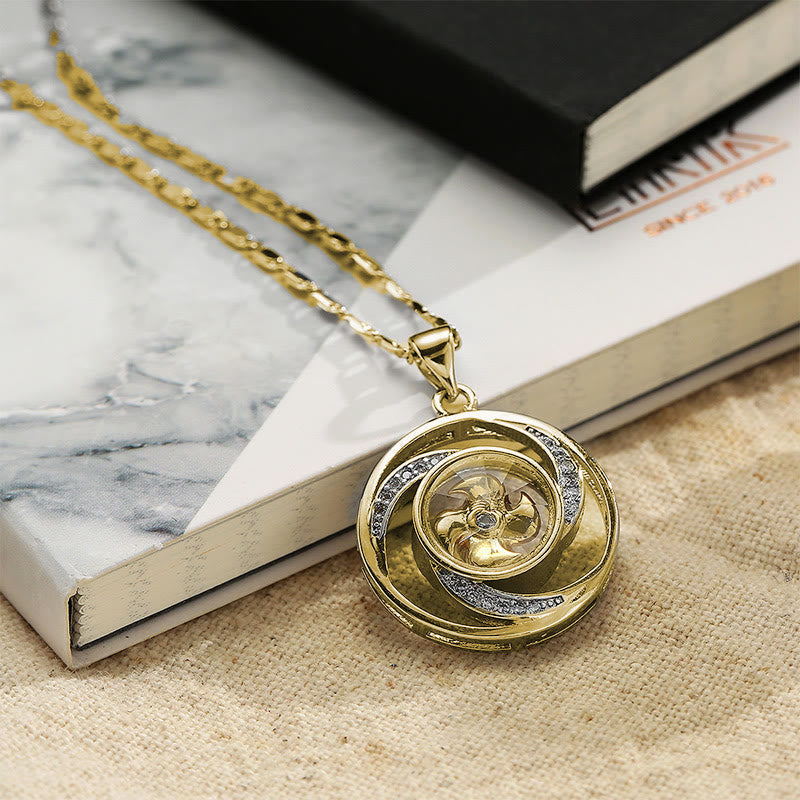 KarmaRipple's Gold plated Bronze Brass Rotatable Windmill Fortune Pendant Necklace p17