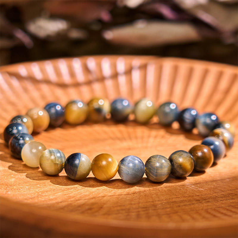 KarmaRipple's Yellow Blue Tiger Eye Courage Bracelet p1
