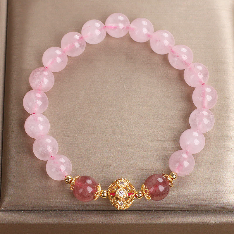 KarmaRipple's Pink Gemstone Strawberry Quartz Love Bracelet p8