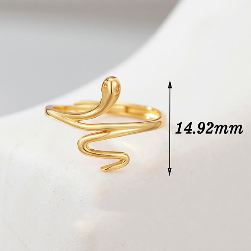 KarmaRipple's 925 Sterling Silver Golden Snake Year Of The Snake Calm Balance Adjustable Ring p5