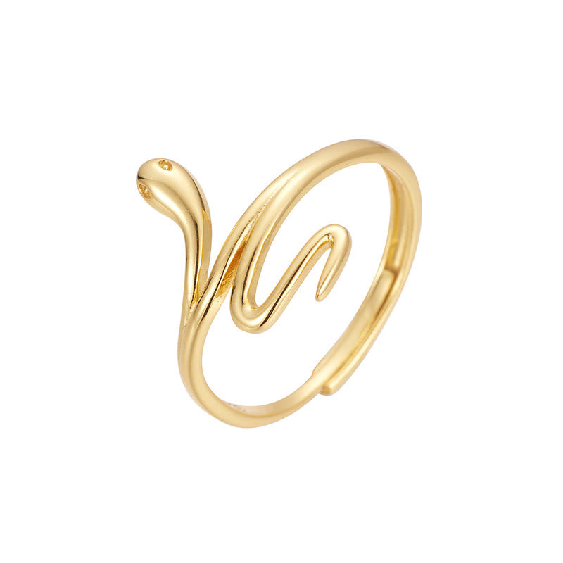 KarmaRipple's 925 Sterling Silver Golden Snake Year Of The Snake Calm Balance Adjustable Ring p8
