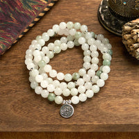 KarmaRipple's 108 Mala Beadwork Authentic Tianshan Jade Lotus Fortune Bracelet