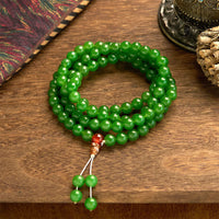 KarmaRipple's 108 Mala Beadwork Authentic Cyan Jade Fortune Bracelet