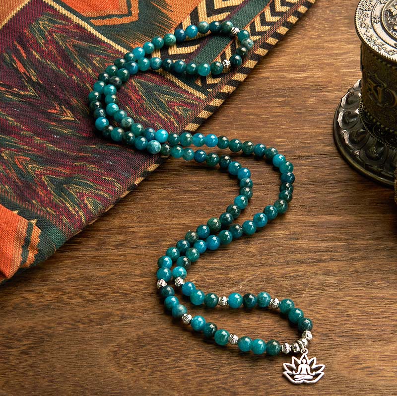 KarmaRipple's 108 Mala Beadwork Apatite Bead Om The Tree Of Life Lotus Buddha Bracelet p14