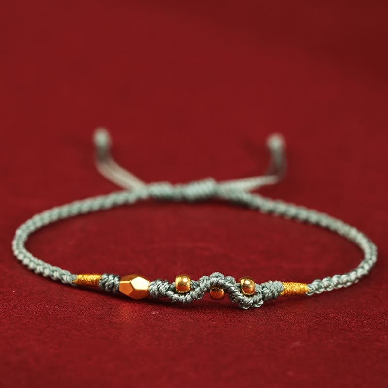 KarmaRipple's 999 Gold Year of the Snake Mini Gold Bead Handmade Fortune Protection?Braided Bracelet p6