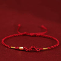 KarmaRipple's 999 Gold Year of the Snake Mini Gold Bead Handmade Fortune Protection?Braided Bracelet