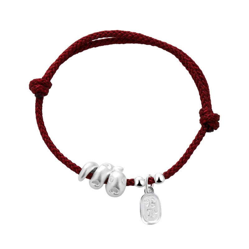KarmaRipple's Handmade 999 Sterling Silver Year Of The Snake Fortunate Fortune Red String Happiness Woven Bracelet p12