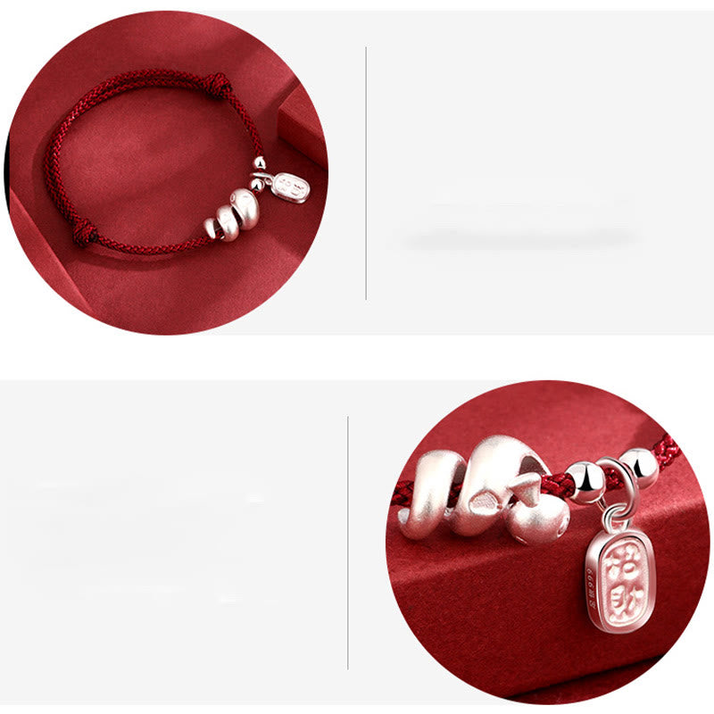 KarmaRipple's Handmade 999 Sterling Silver Year Of The Snake Fortunate Fortune Red String Happiness Woven Bracelet p10
