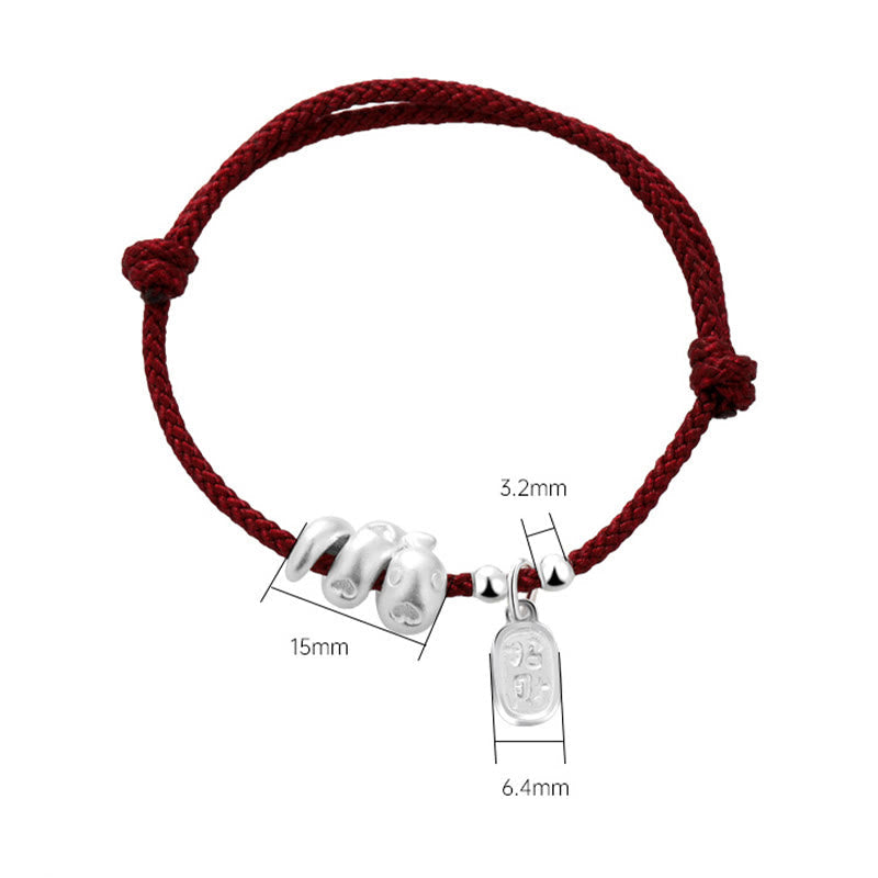 KarmaRipple's Handmade 999 Sterling Silver Year Of The Snake Fortunate Fortune Red String Happiness Woven Bracelet p11
