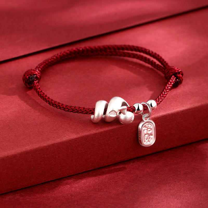 KarmaRipple's Handmade 999 Sterling Silver Year Of The Snake Fortunate Fortune Red String Happiness Woven Bracelet p4