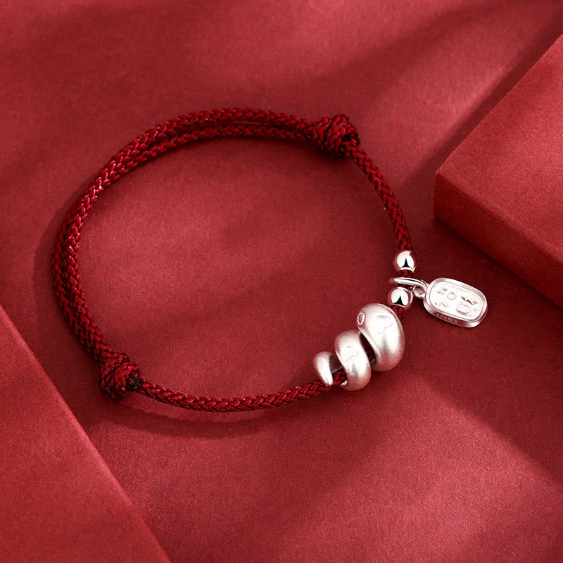 KarmaRipple's Handmade 999 Sterling Silver Year Of The Snake Fortunate Fortune Red String Happiness Woven Bracelet p3