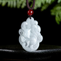 KarmaRipple's Authentic Jade Nine Tailed Fox Fortune Pendant Necklace