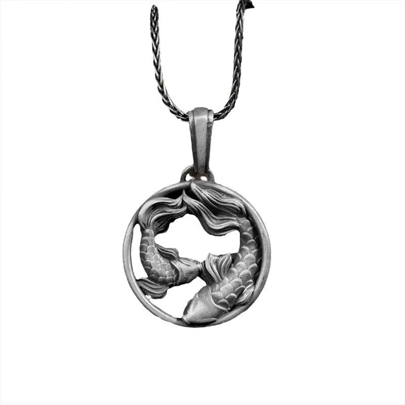 KarmaRipple's Pure Tin Pisces Double Koi Fish Wealth Pendant Necklace p4